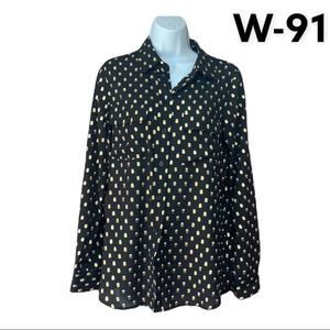 Who What Wear Black Gold Dot Top NWT